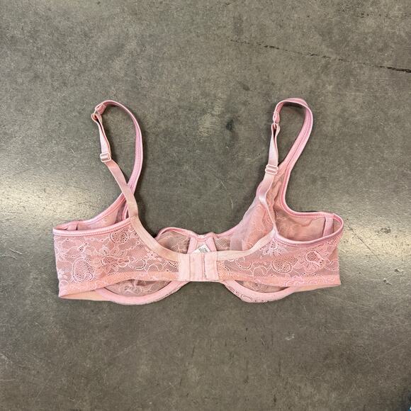 Vintage Y2k Victoria's Secret Baby Pink Lace Unlined Underwire Bra 36D - Picture 2 of 4